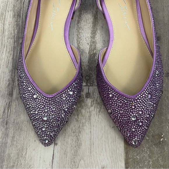 Betsey Johnson Remy Flat Pointed Toe Embellished Size 6 1/2 M Purple - Picture 3 of 12